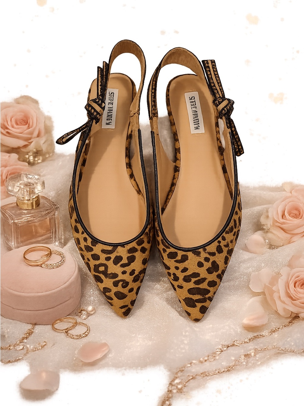 Steve Madden Leopard-Print Pointed Slingback Flats - Black & Brown